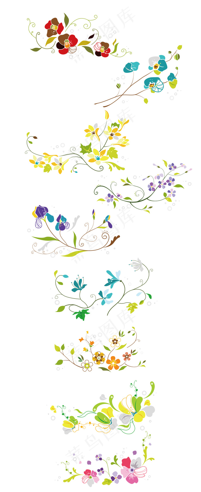唯美手绘花卉素材ai矢量模版下载