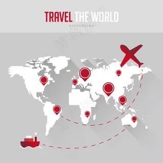 环球旅行地图背景矢量素材