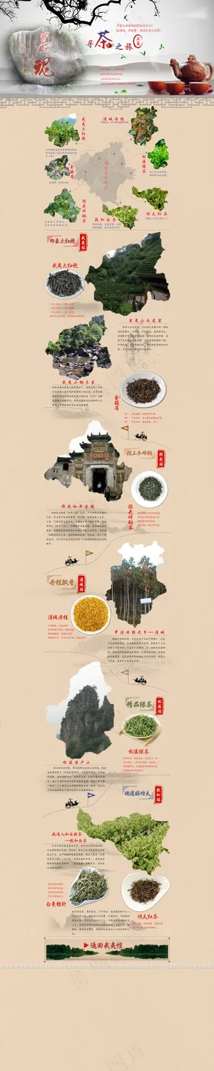 寻茶之旅网页设计PSD分层模板