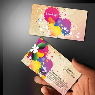 五彩缤纷 精致个性名片PSD模板下...