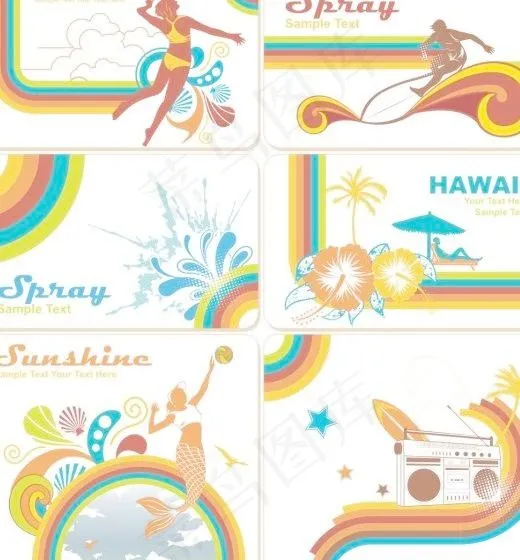 潮流夏日元素矢量素材cdr矢量模版下载