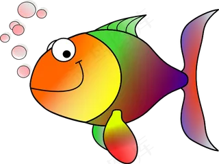 鼓泡卡通鱼剪贴画