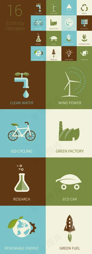 环保节约扁平化图标矢量素材