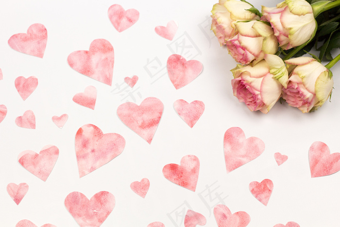 粉色玫瑰花静物设计素材