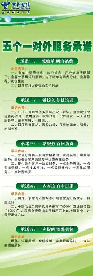电信五个一承诺图片
