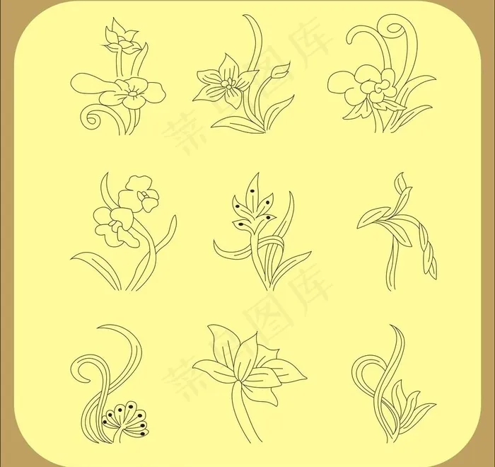线描花纹图片cdr矢量模版下载