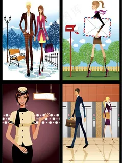 时尚美女 矢量人物