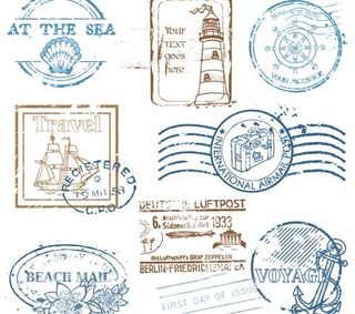 各种旅游邮票设计矢量图06