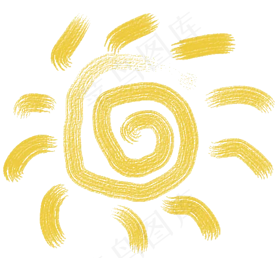金黄色小太阳儿童手绘插画元素