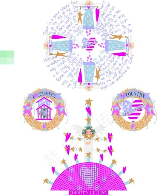 爱心小扇子ai矢量模版下载