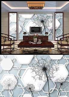 梦幻蒲公英背景墙图片