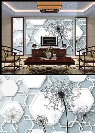 梦幻蒲公英背景墙图片