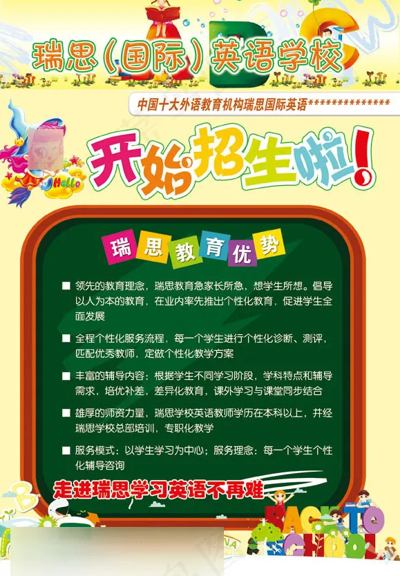 少儿英语培训班招生简章广告psd模版下载