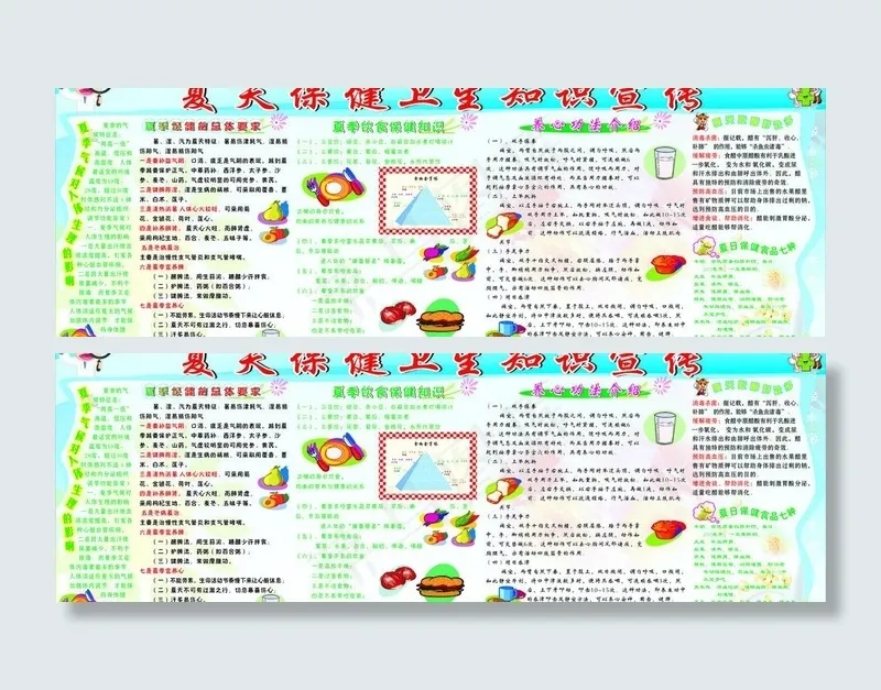 夏天保健卫生知识宣传图片(2900X1100)cdr矢量模版下载