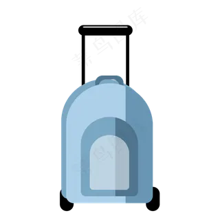 手绘涂鸦蓝色拉杆箱