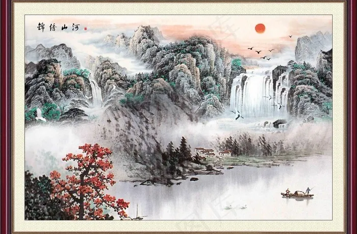 国画山水 巨幅山水图片(4134X2953(DPI:300))psd模版下载