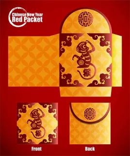 2016猴年中国风红包矢量素材