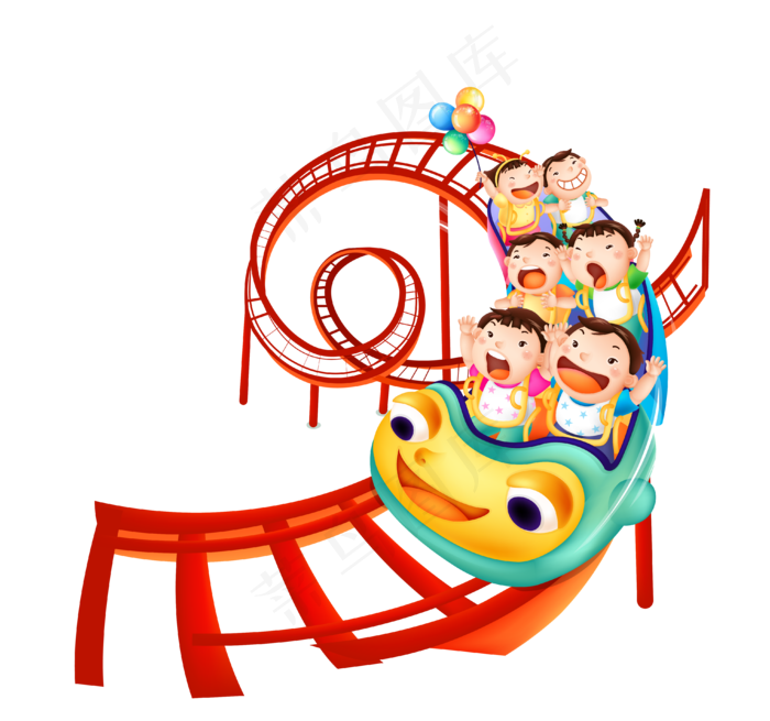 卡通儿童过山车图片海报素材
