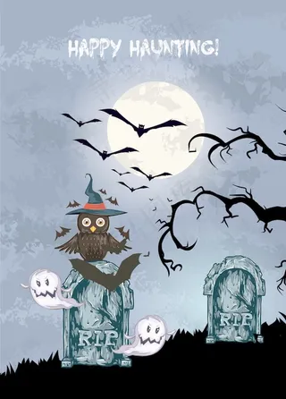 矢量万圣节的背景与猫头鹰
