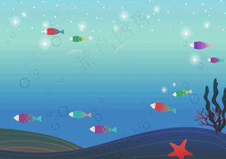 走进海洋世界卡通免费小报手抄报模板