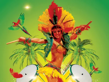 巴西里约民族狂欢节敲锣打鼓海报ps...