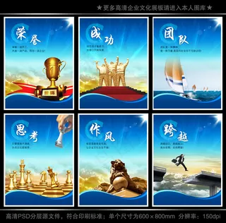 全套企业文化展板海报PSD下载