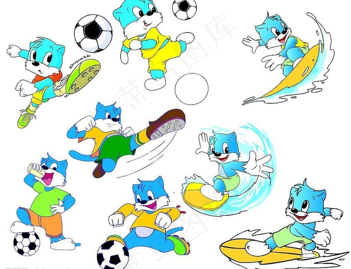 卡通运动猫图片