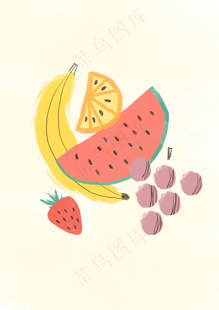 手绘水果插画生活元素