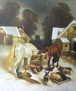 吃草的马油画图片 吃草的马油画图片