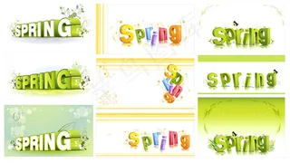 spring花纹立体字矢量素材