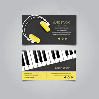 黑色钢琴IT科技大气名片