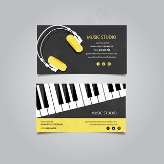 黑色钢琴IT科技大气名片