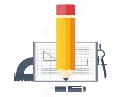 手绘铅笔书本元素