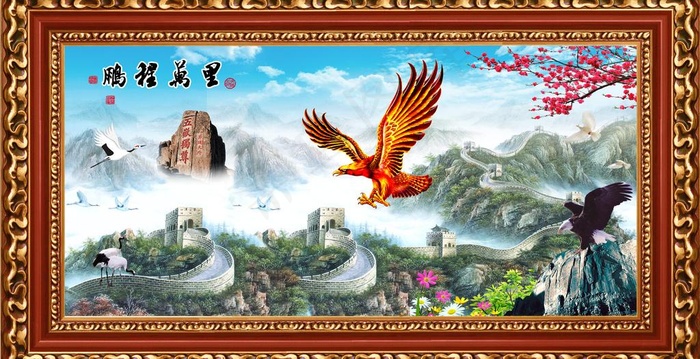 最新款 中堂画 壁画图片(3912X2228(DPI:46))psd模版下载