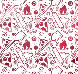 彩绘披萨元素无缝背景矢量