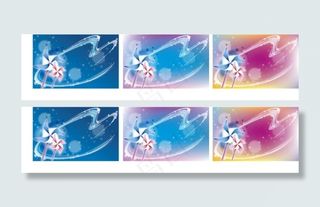 矢量幻彩背景唯美风车线条模板系列素...