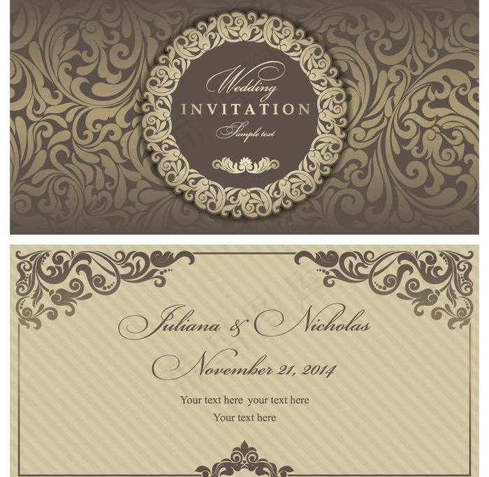 古典花纹 婚卡图片