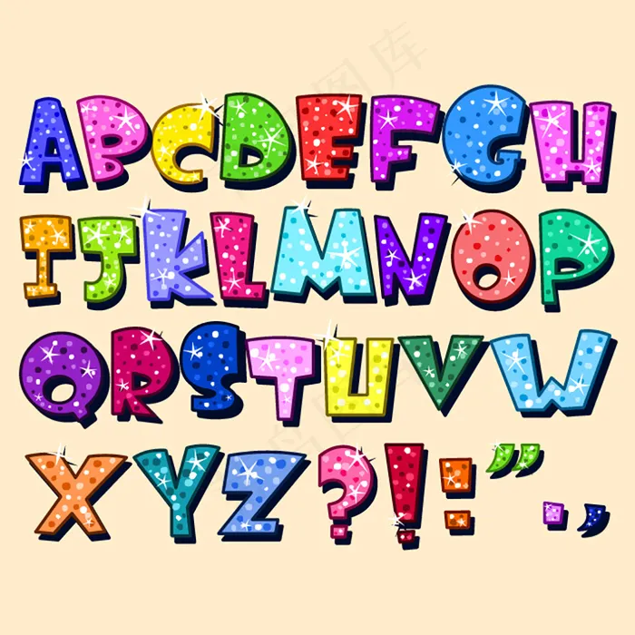 卡通英文字体矢量图案素材