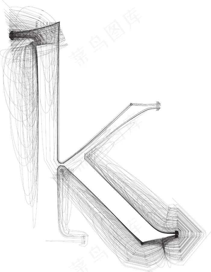 手绘字体字母K矢量插画