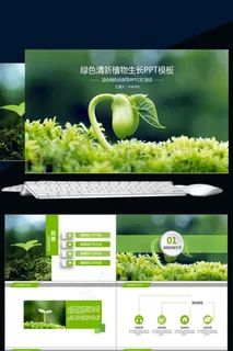 绿色清新植物生长PPT模板