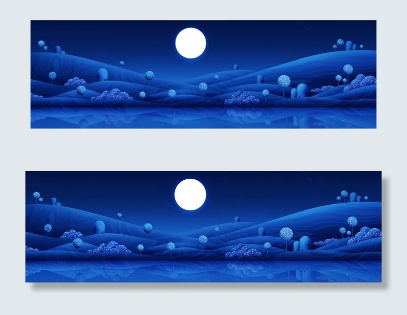 中秋节中国风手绘banner海报背...(1920X600(DPI:72))psd模版下载