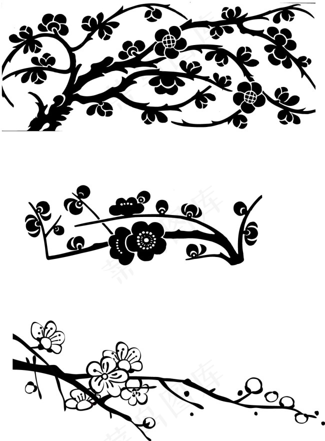 线描梅花ai矢量模版下载