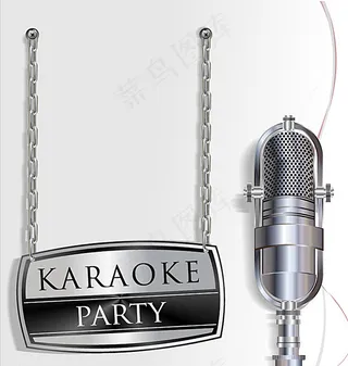 时尚麦克风卡拉OK派对海报矢量图片
