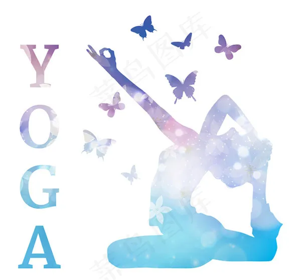 梦幻瑜伽人物剪影矢量素材ai矢量模版下载