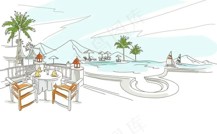 城市景观 迈阿密沙滩图片cdr矢量模版下载