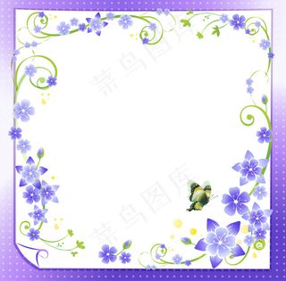 紫色花朵边框对话框