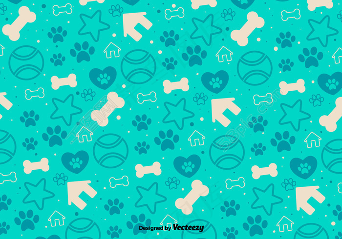 带装饰的小狗图标矢量背景