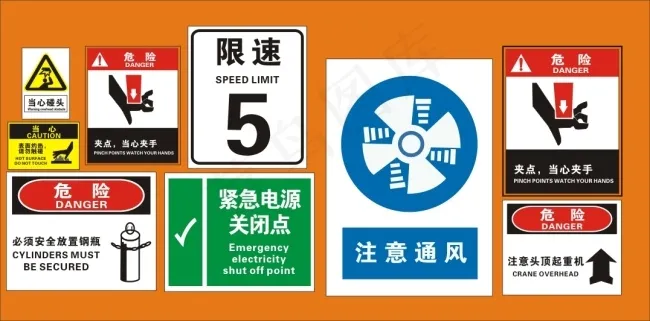 安全生产标识cdr矢量模版下载