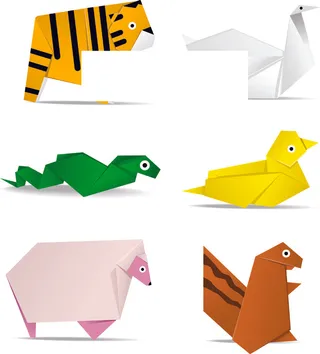可爱的动物折纸元素矢量02