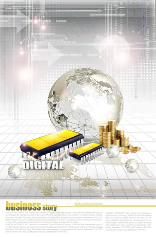 金币地球仪与科技背景PSD分层素材